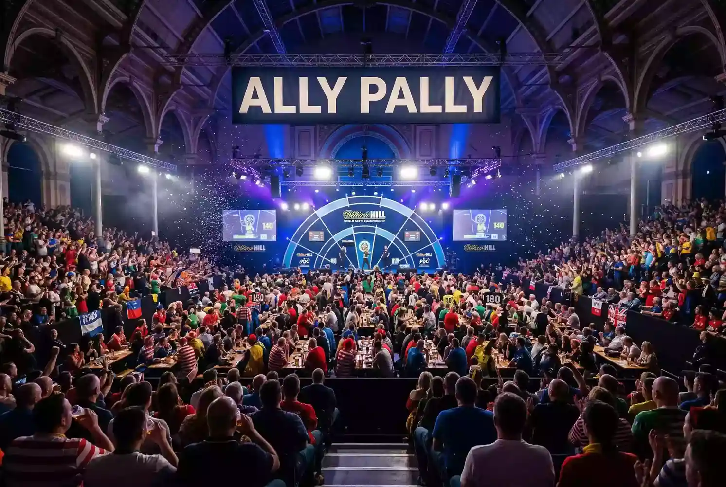 Ally Pally Atmosphäre — Bühne im Alexandra Palace bei der Darts-WM