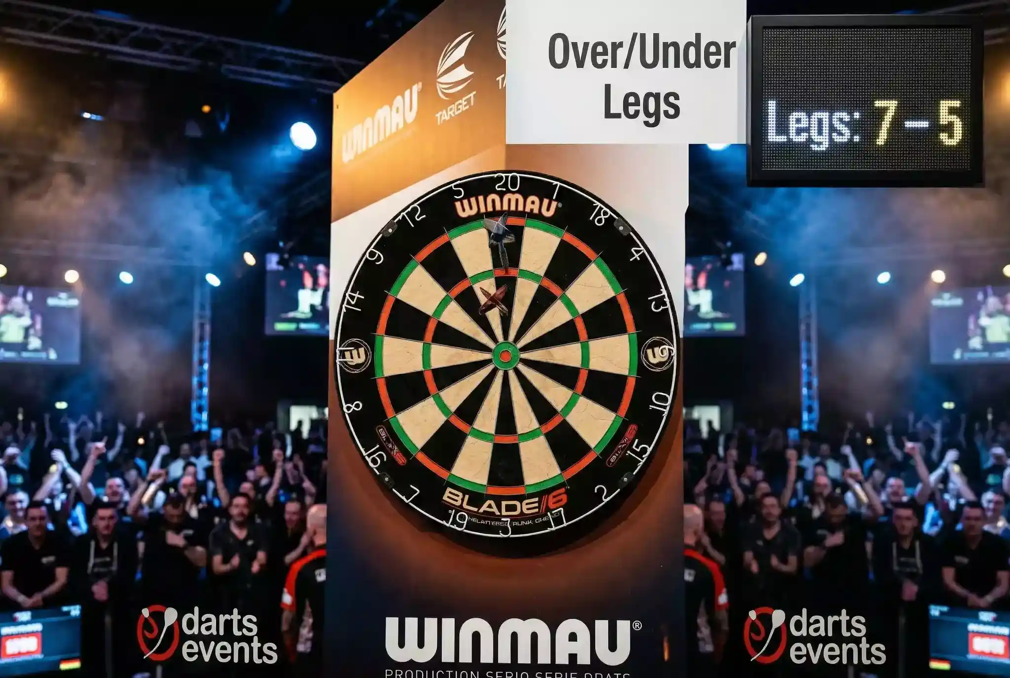 Over/Under Legs Wetten — Dartboard mit Leg-Zähler bei der Darts-WM