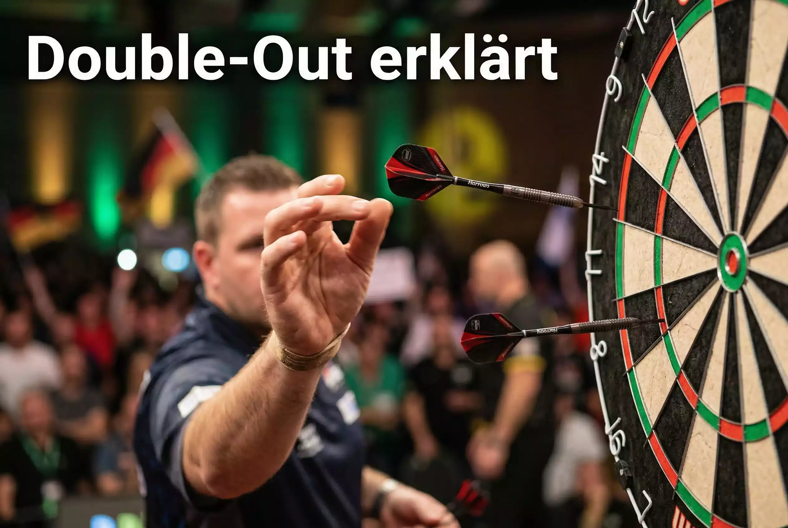 Darts-WM Set-Format — Spieler beim Double-Out-Wurf auf die Doppelfelder des Dartboards